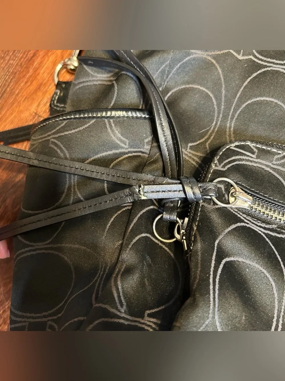 Coach signature black diaper bag baby tote crossbody changing pad F15993